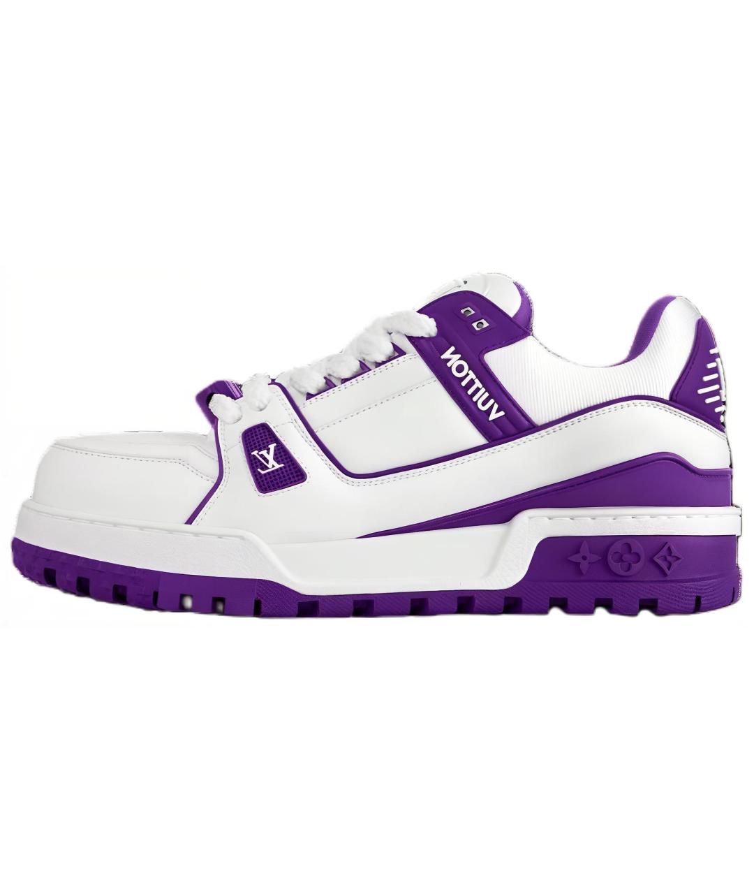 LOUIS VUITTON Фиолетовые кожаные кроссовки, фото 6