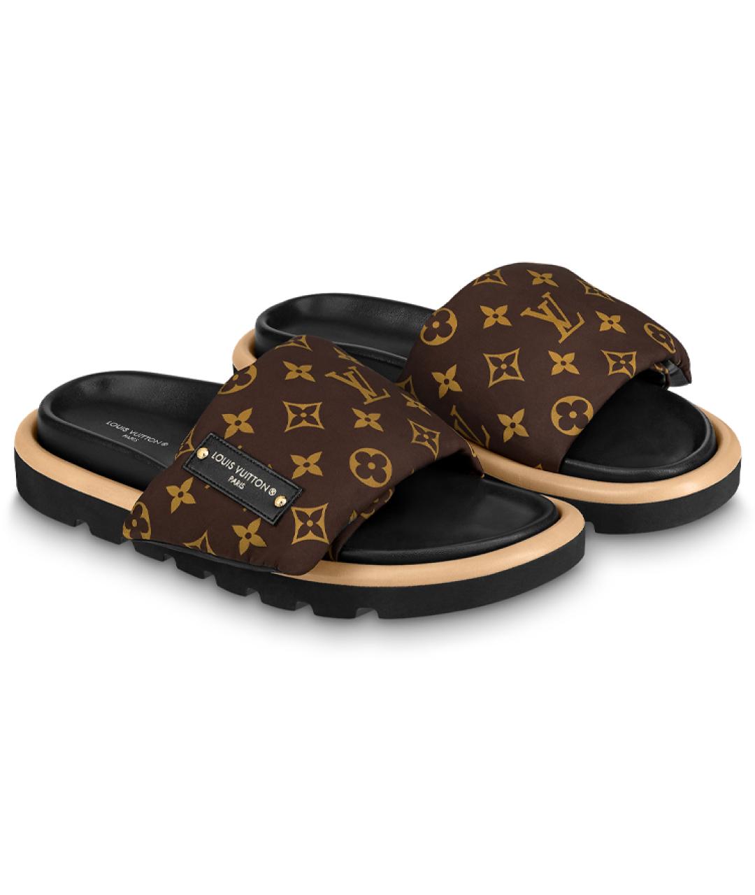 LOUIS VUITTON Коричневые шлепанцы, фото 4