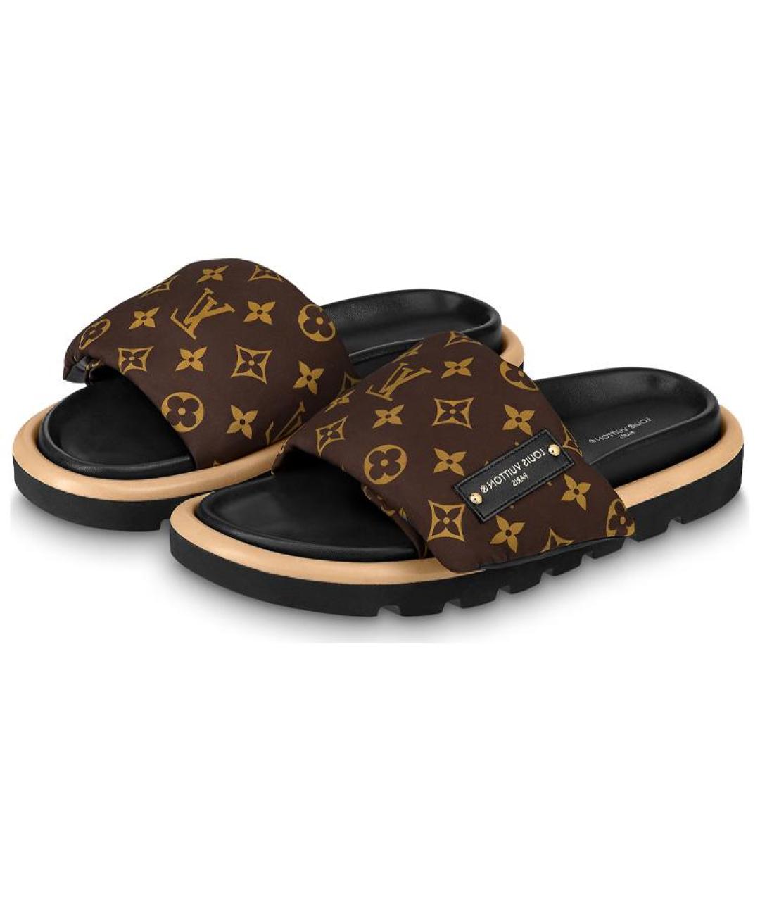 LOUIS VUITTON Коричневые шлепанцы, фото 3