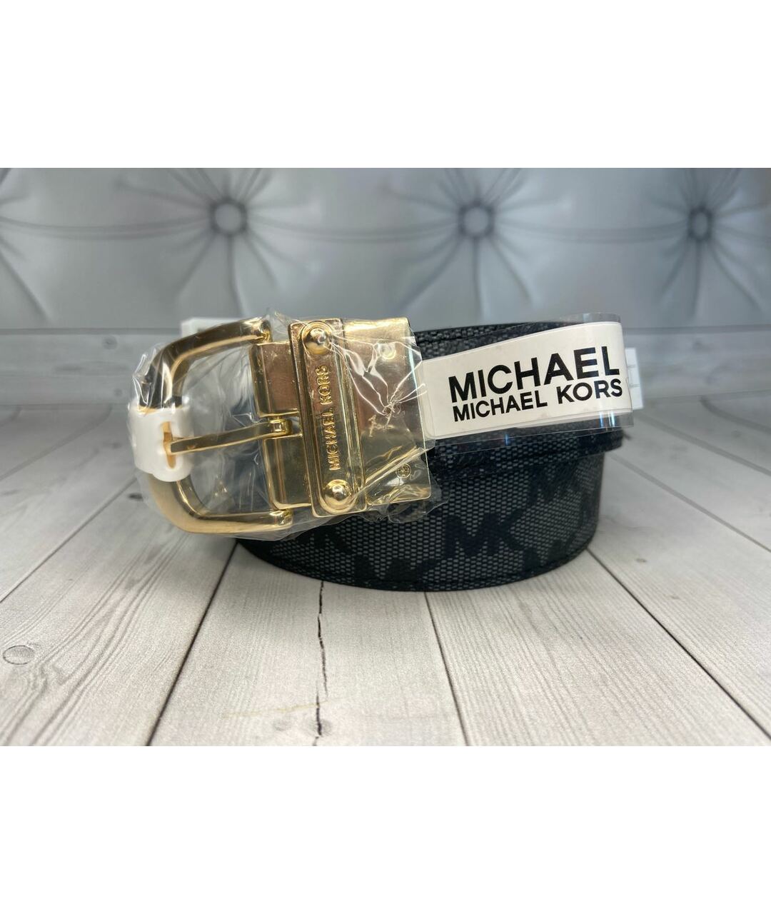 MICHAEL KORS Черный кожаный ремень, фото 2