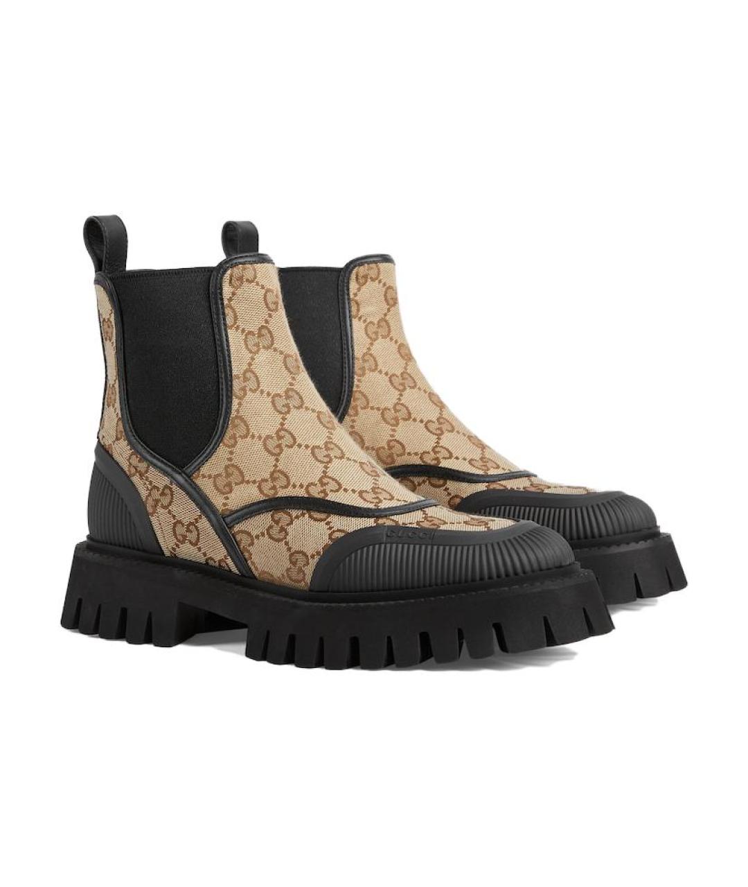 GUCCI Бежевые текстильные полусапоги, фото 3
