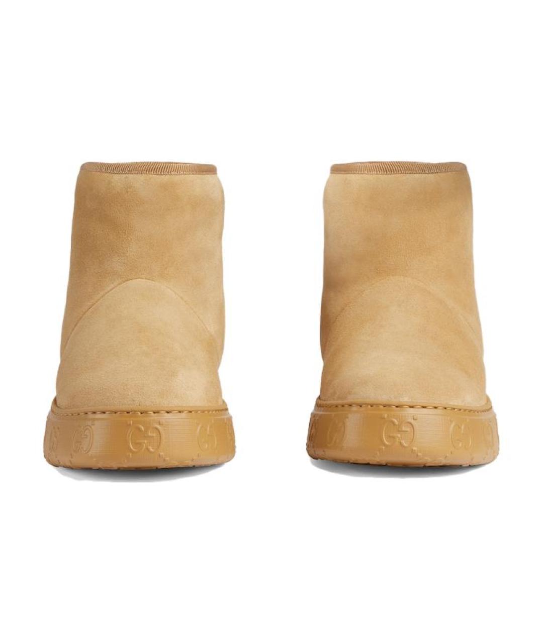 GUCCI Бежевые замшевые ботинки, фото 4