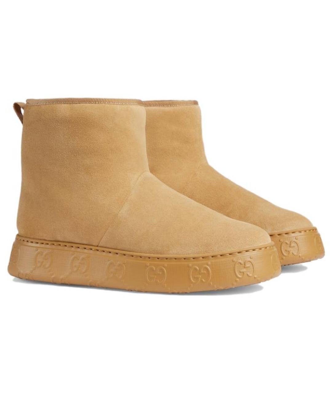 GUCCI Бежевые замшевые ботинки, фото 2