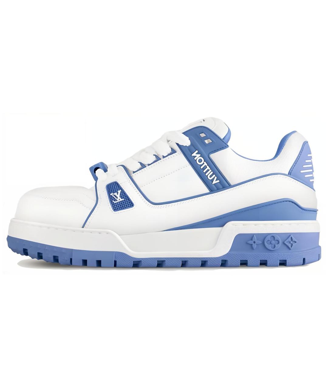 LOUIS VUITTON Голубые кожаные кроссовки, фото 6