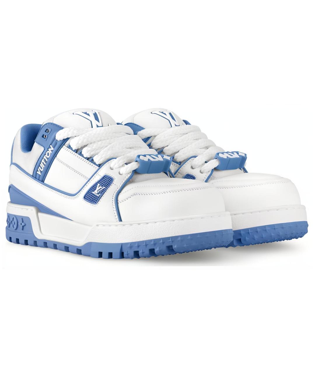 LOUIS VUITTON Голубые кожаные кроссовки, фото 2