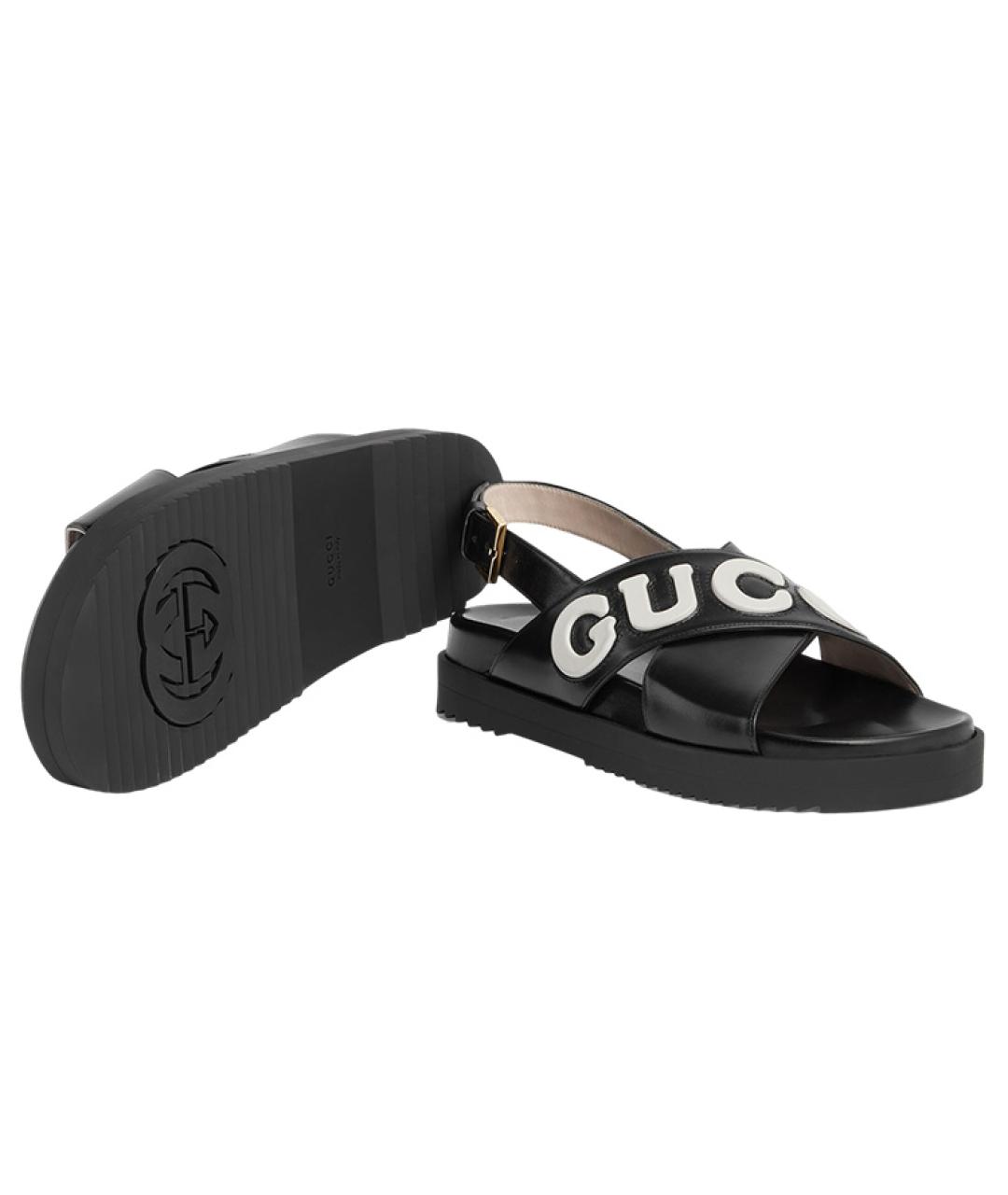 GUCCI Черные кожаные сандалии, фото 5