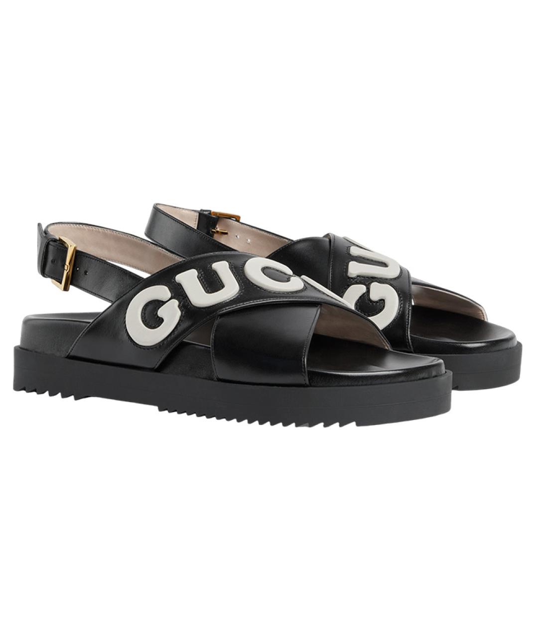 GUCCI Черные кожаные сандалии, фото 2