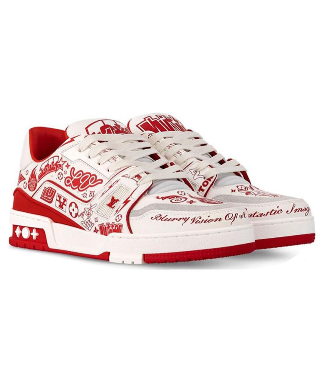 LOUIS VUITTON Красные кожаные кроссовки, фото 2