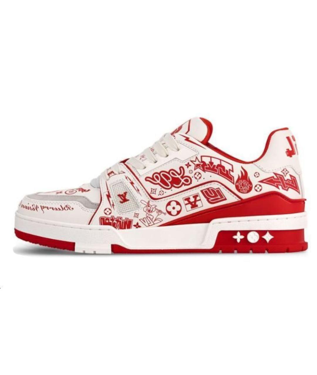 LOUIS VUITTON Красные кожаные кроссовки, фото 6