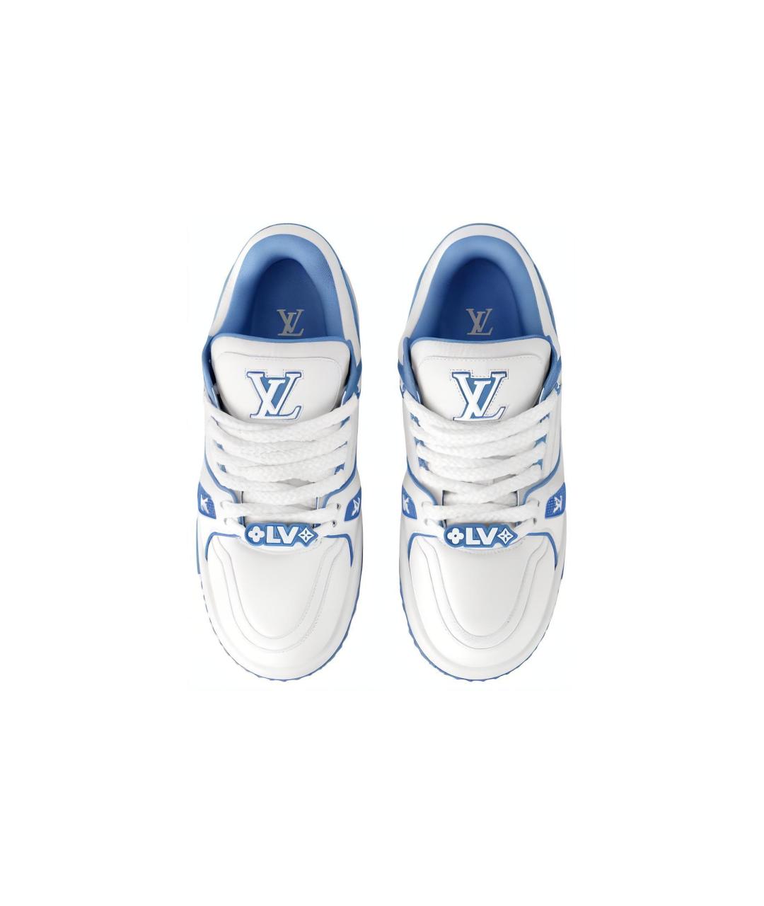 LOUIS VUITTON Голубые кожаные кроссовки, фото 4