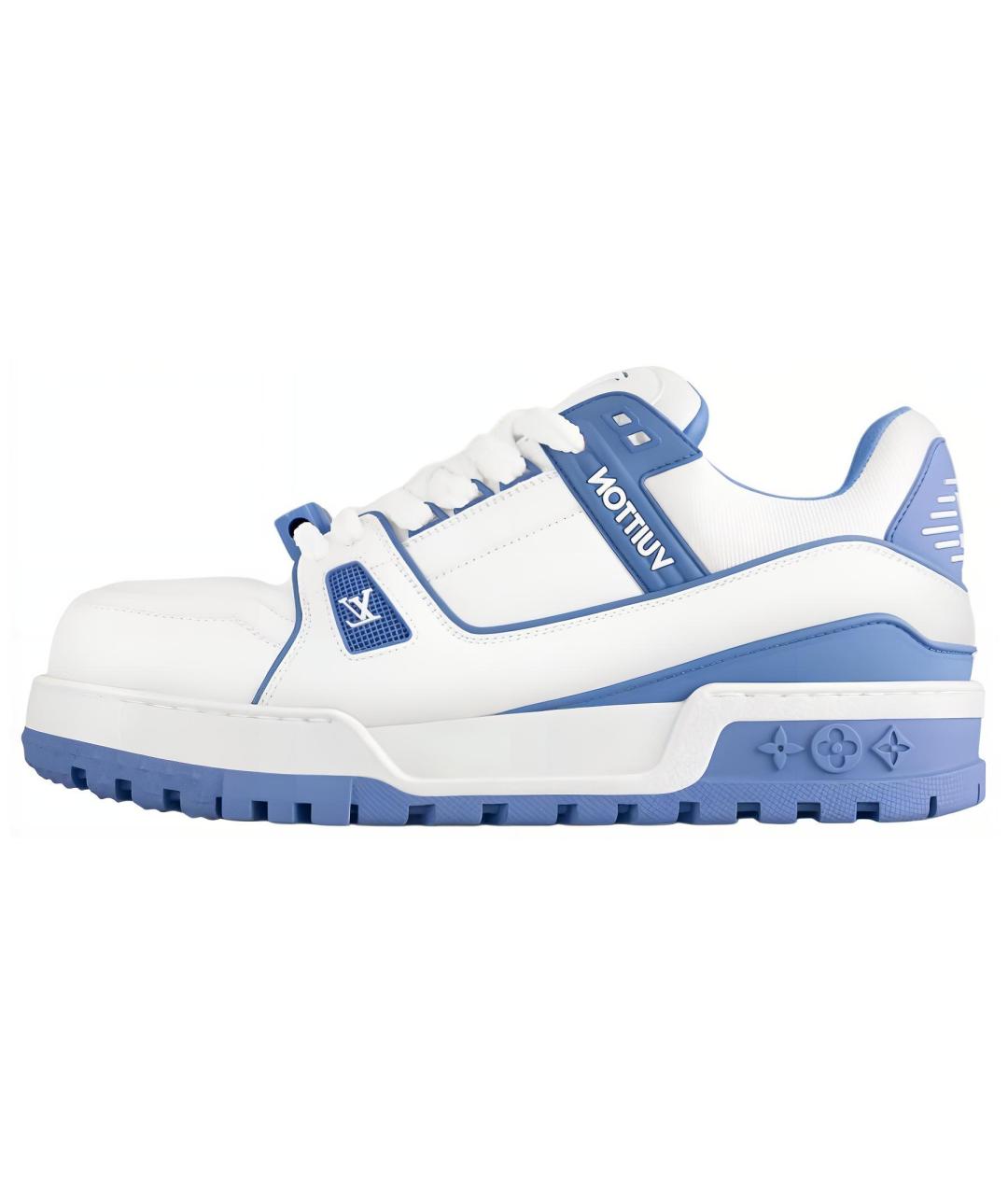 LOUIS VUITTON Голубые кожаные кроссовки, фото 2