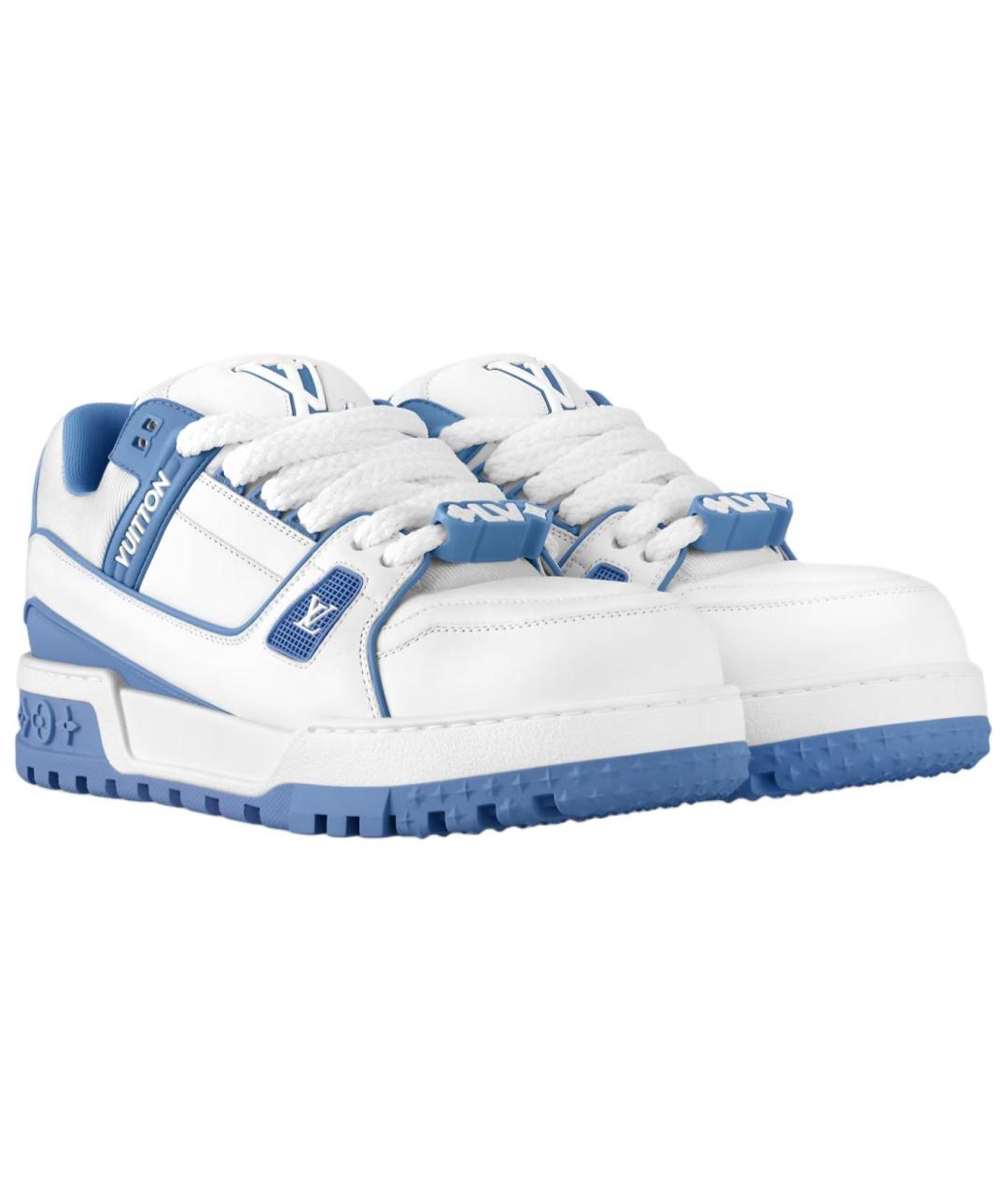 LOUIS VUITTON Голубые кожаные кроссовки, фото 3