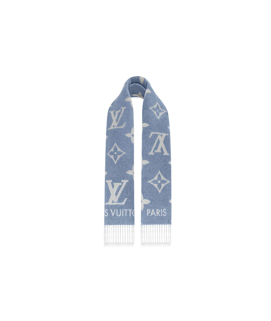 LOUIS VUITTON Синий кашемировый шарф, фото 2