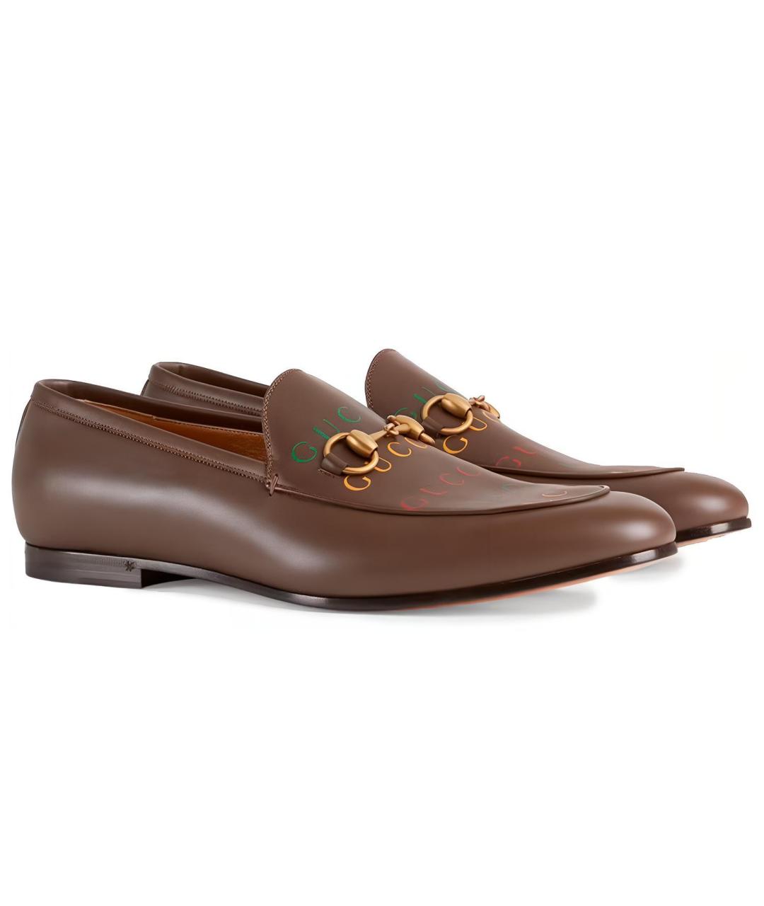 GUCCI Коричневые кожаные лоферы, фото 2