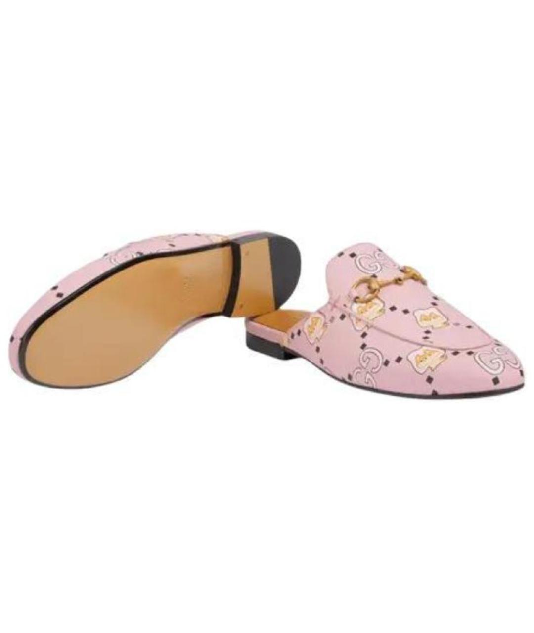 GUCCI Розовые кожаные мюли, фото 6