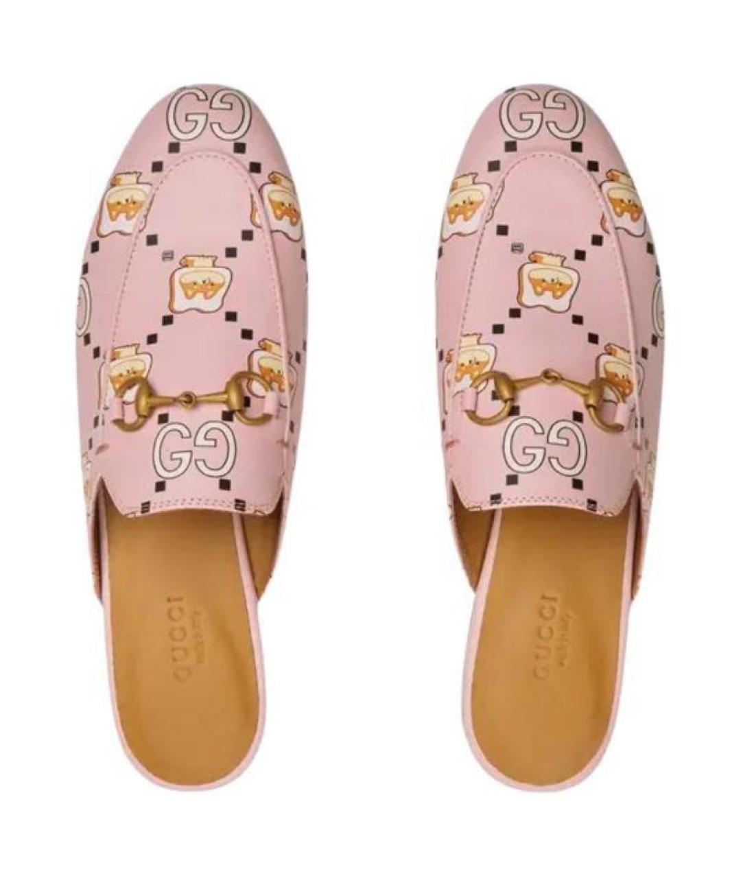 GUCCI Розовые кожаные мюли, фото 5