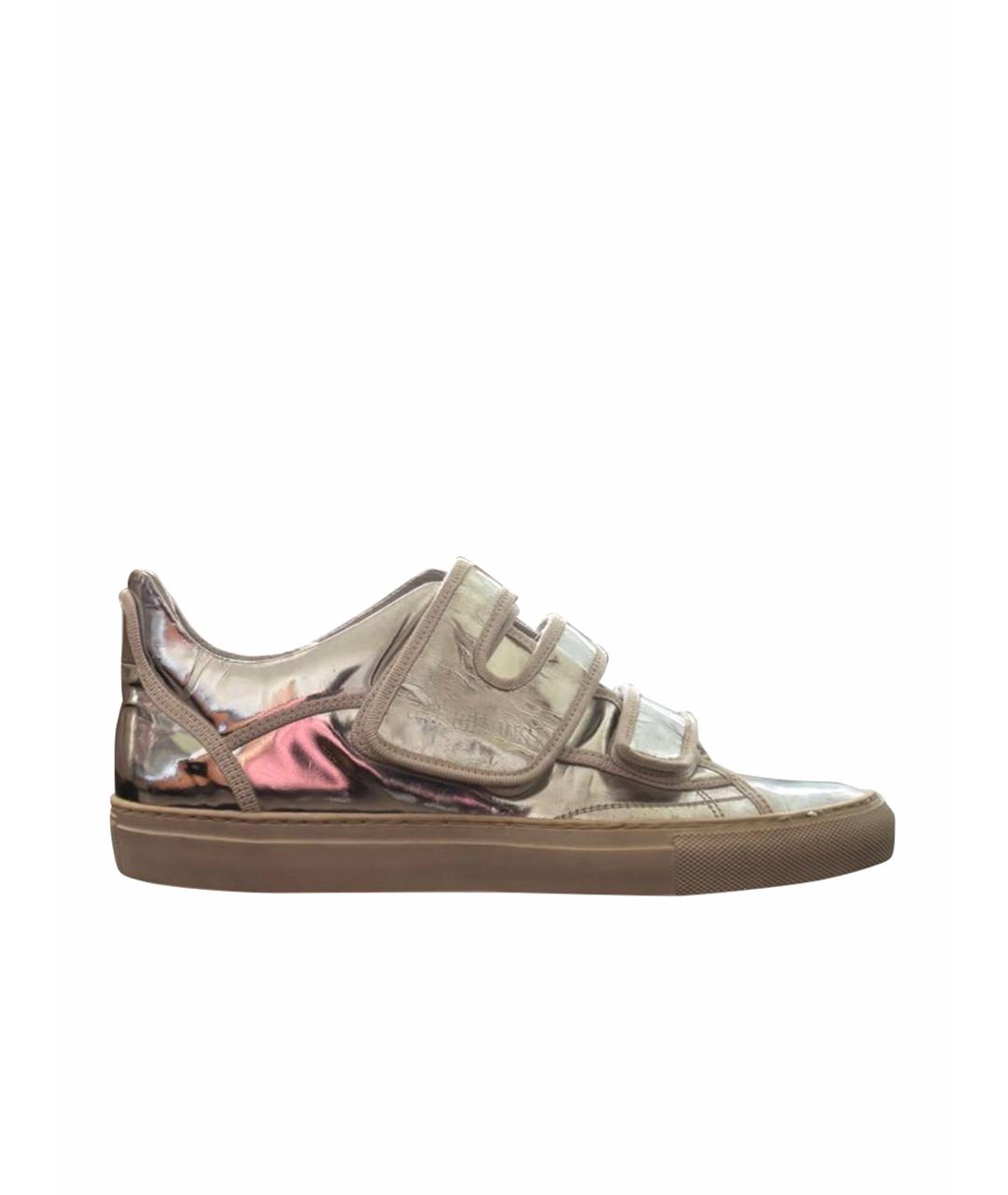 RAF SIMONS Серебряные низкие кроссовки / кеды из лакированной кожи, фото 9