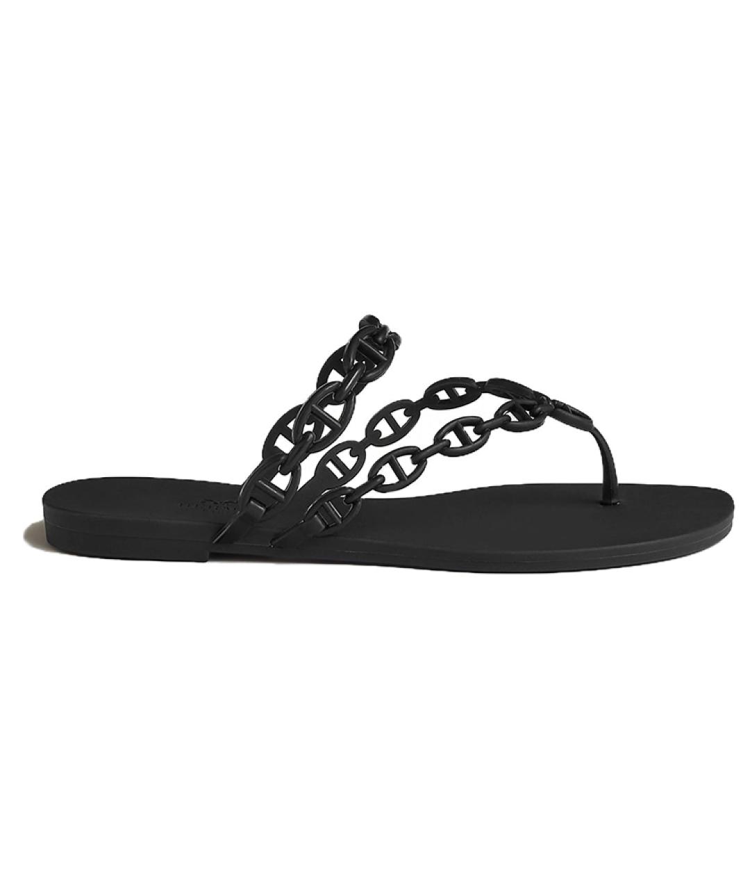 HERMES Черные шлепанцы, фото 1