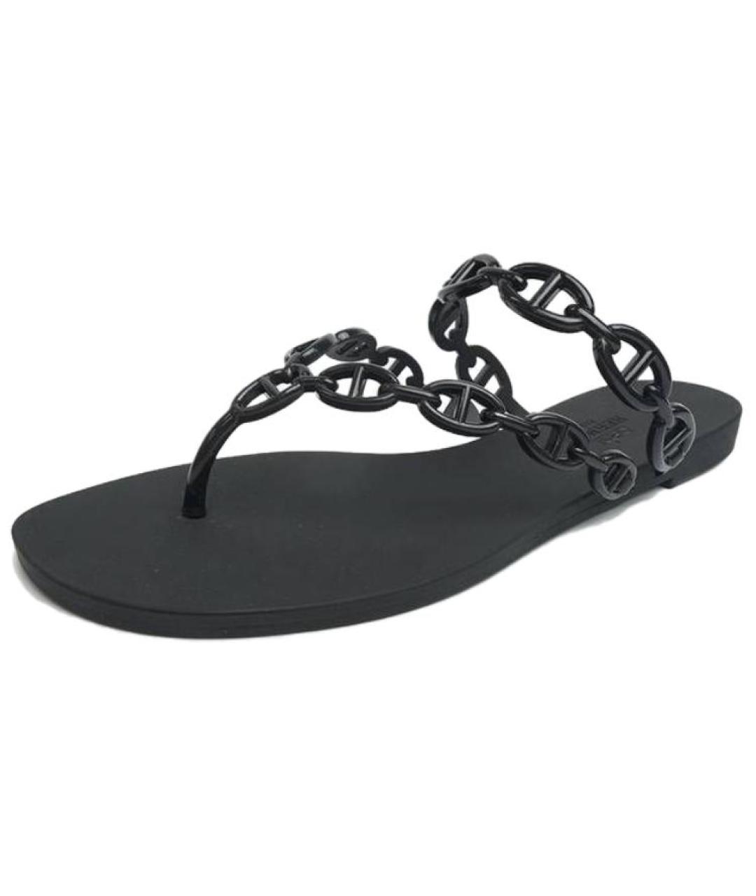 HERMES Черные шлепанцы, фото 3