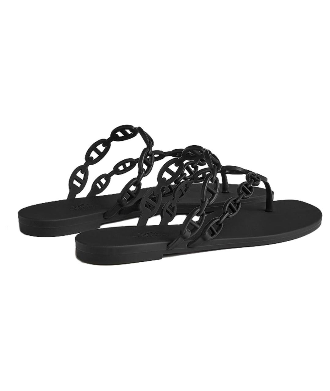 HERMES Черные шлепанцы, фото 5