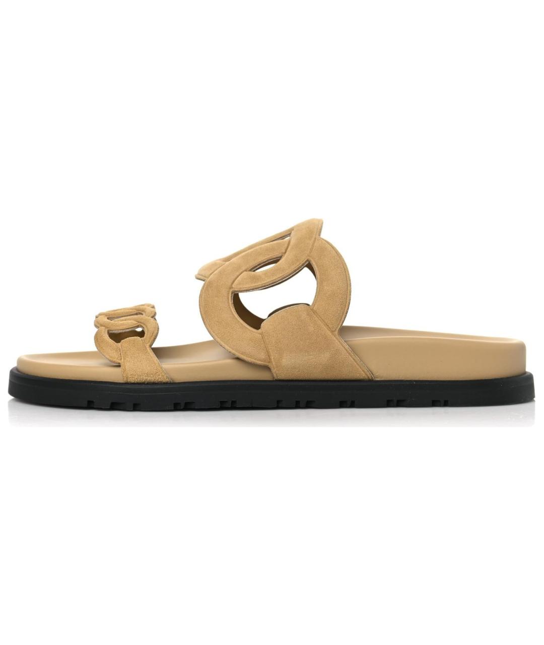 HERMES Коричневые замшевые сандалии, фото 6