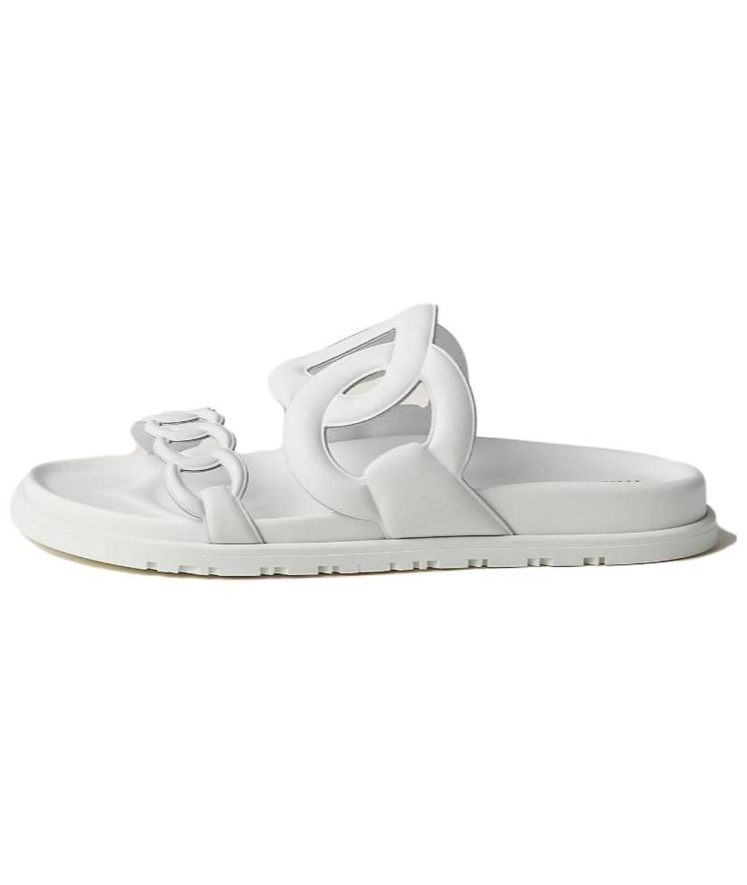 HERMES Белые кожаные сандалии, фото 2