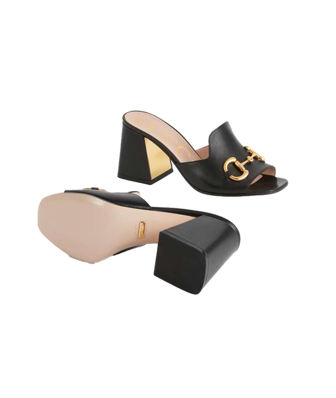 GUCCI Черные кожаные мюли, фото 5