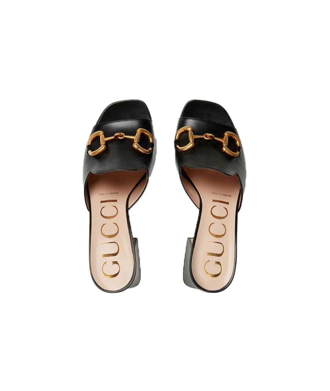 GUCCI Черные кожаные мюли, фото 3