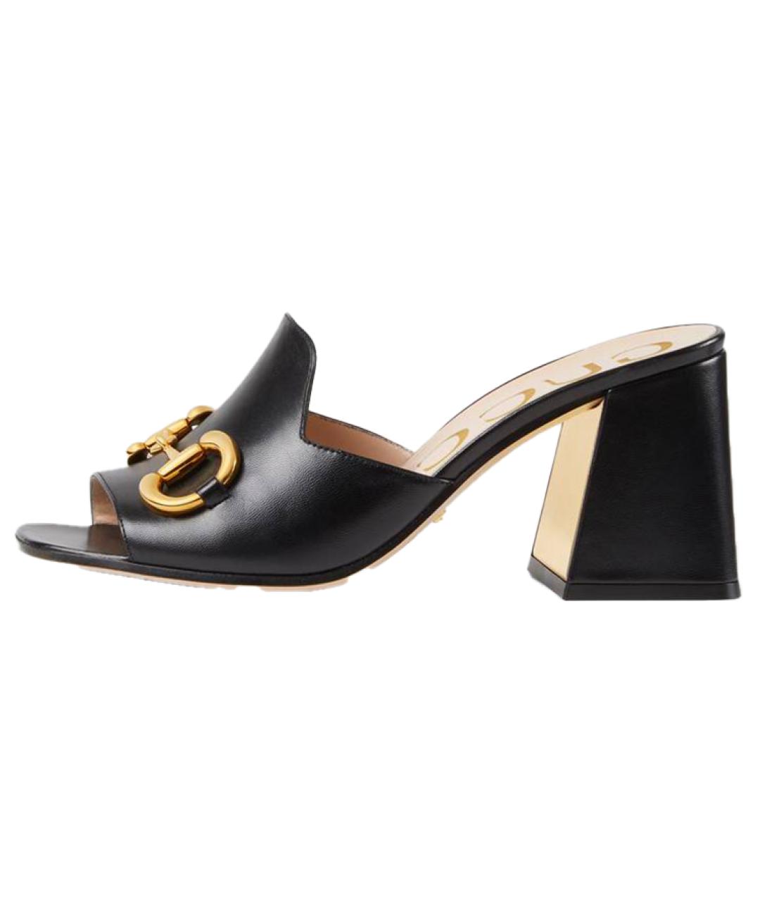 GUCCI Черные кожаные мюли, фото 6