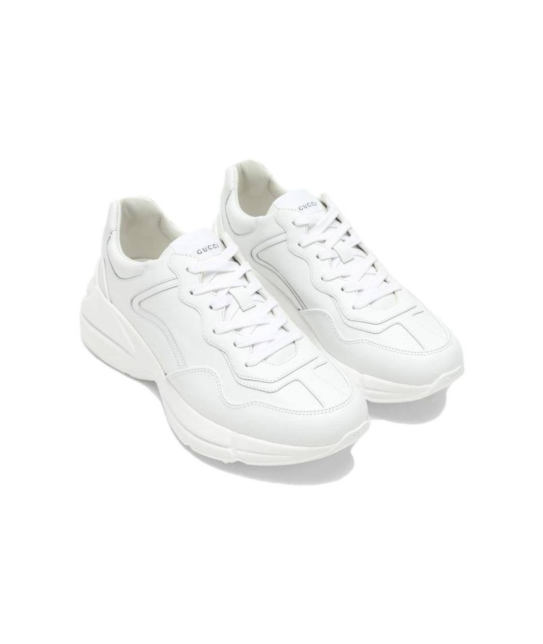 GUCCI Белые кожаные кроссовки, фото 4