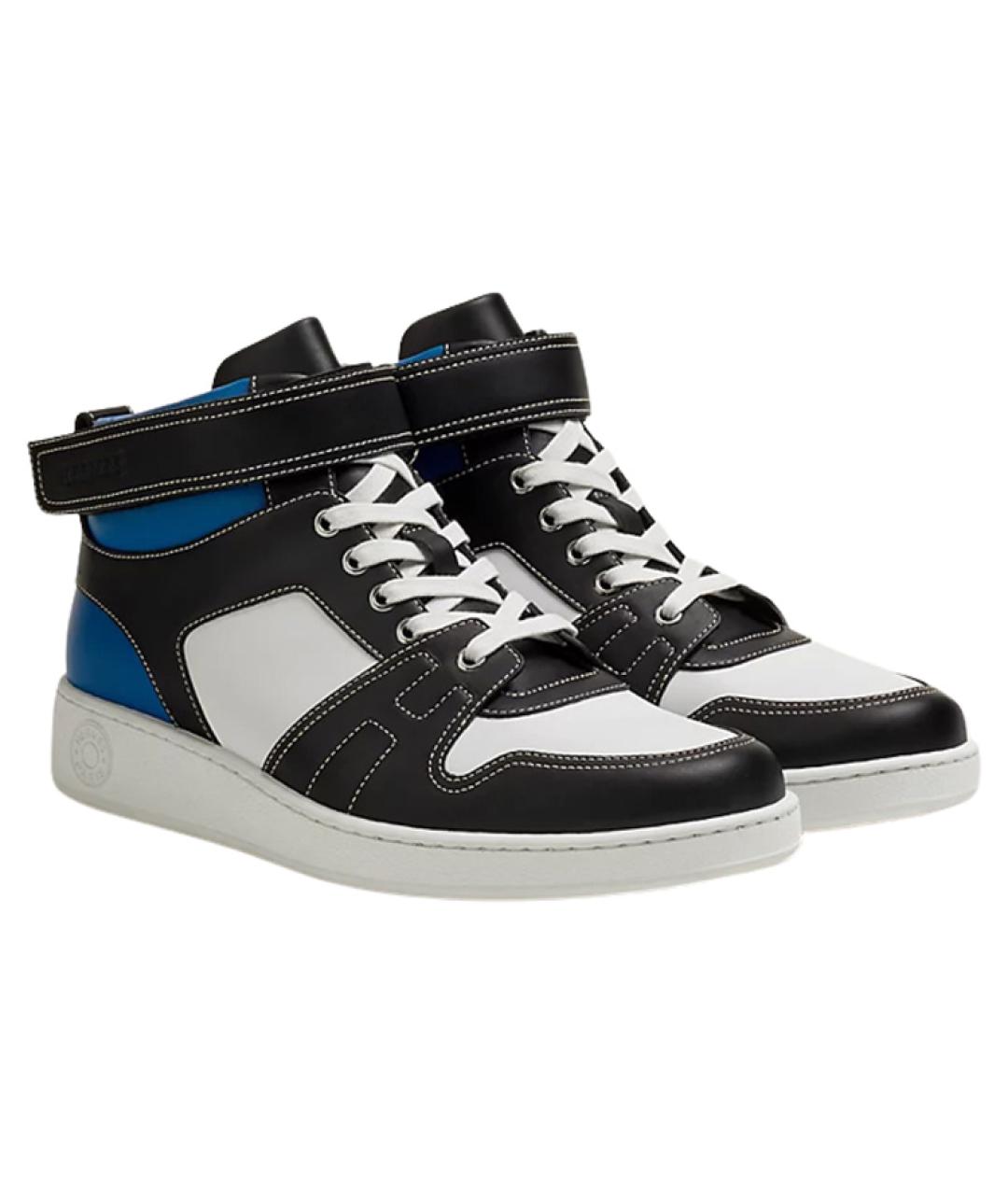 HERMES Черные кожаные высокие кроссовки / кеды, фото 3