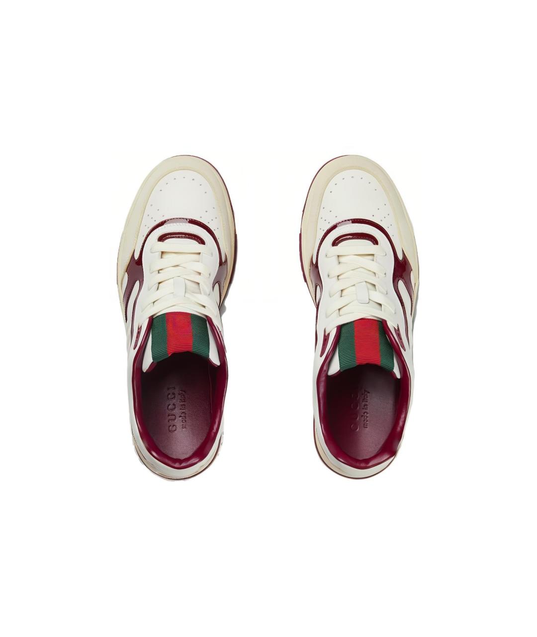 GUCCI Белые кожаные низкие кроссовки / кеды, фото 4
