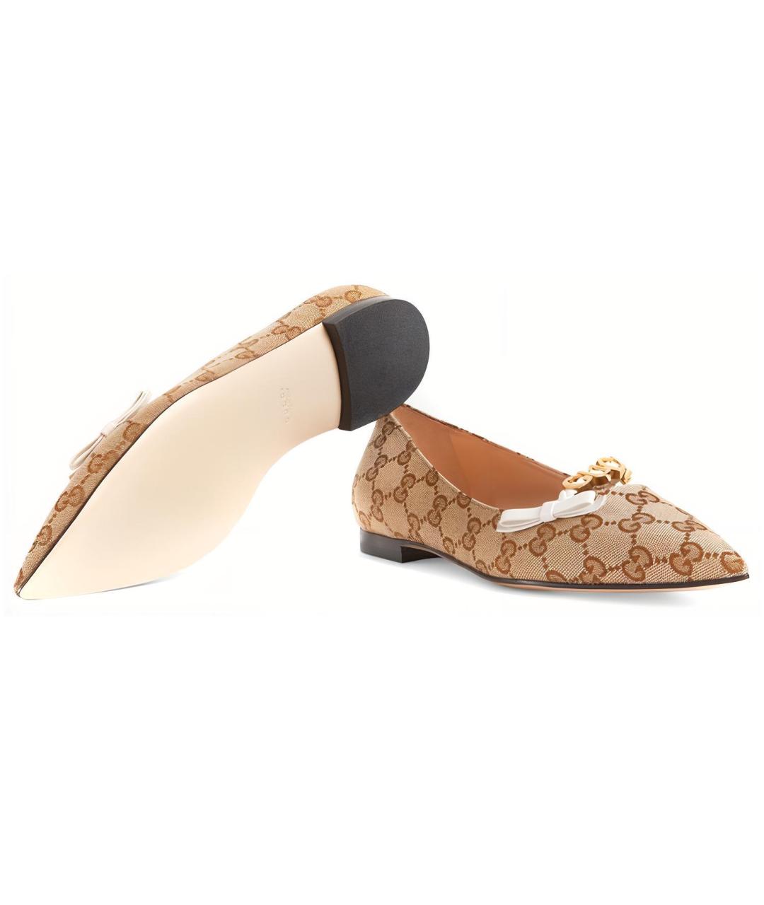 GUCCI Бежевые балетки, фото 5