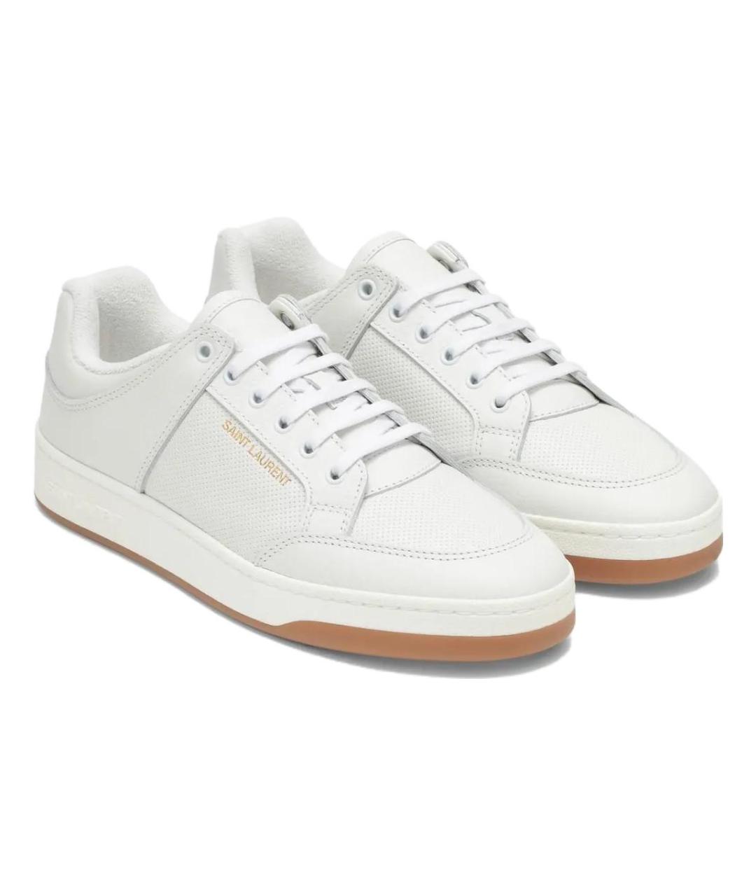 SAINT LAURENT Белые кожаные низкие кроссовки / кеды, фото 4