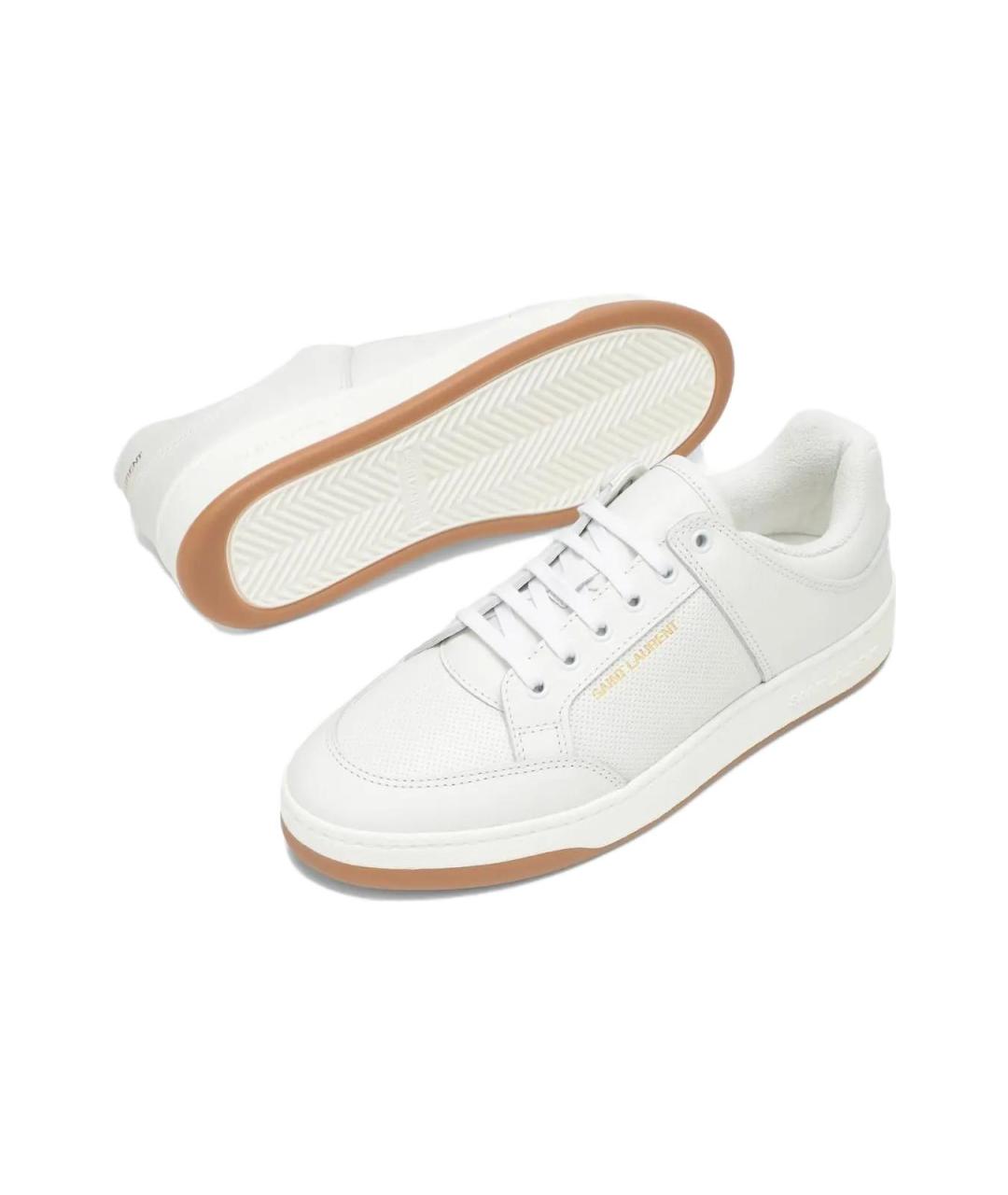 SAINT LAURENT Белые кожаные низкие кроссовки / кеды, фото 5