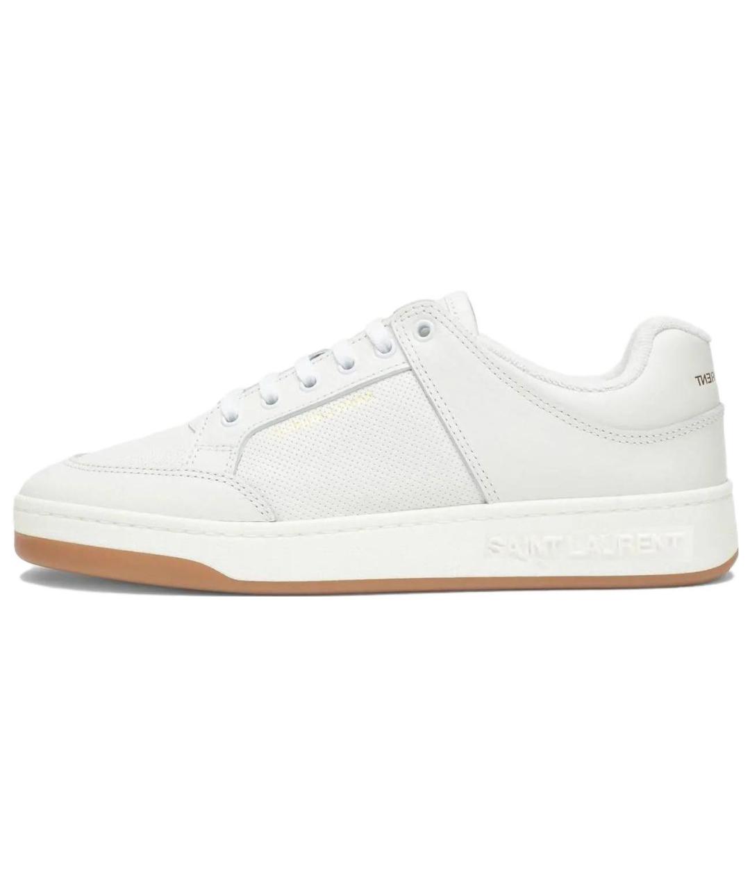 SAINT LAURENT Белые кожаные низкие кроссовки / кеды, фото 6