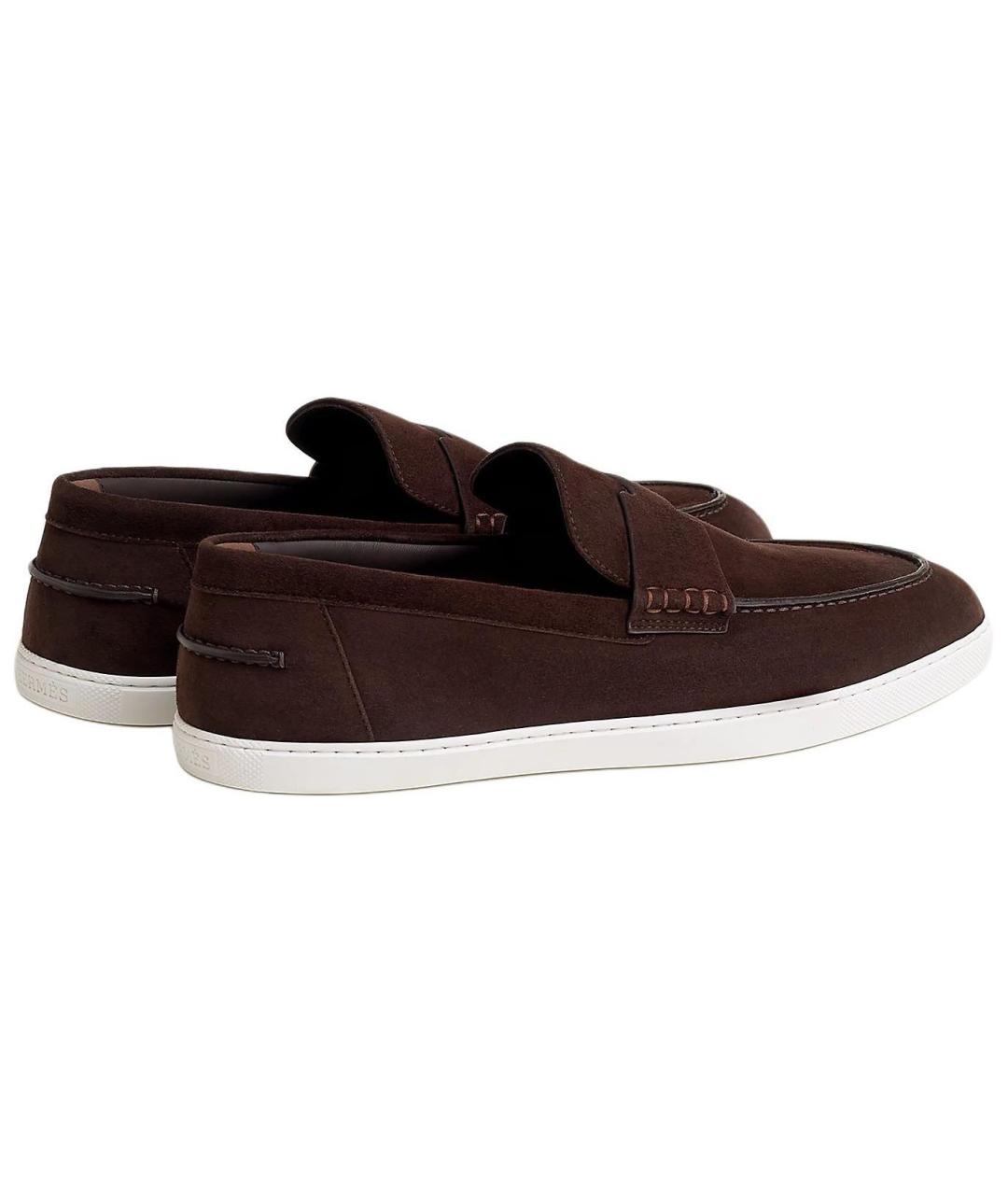 HERMES Коричневые замшевые лоферы, фото 3