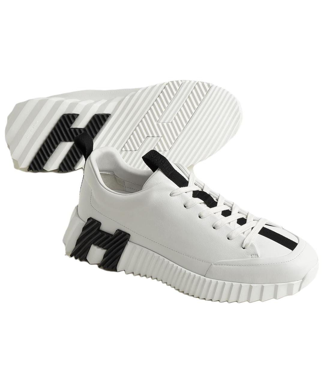 HERMES Белые кожаные низкие кроссовки / кеды, фото 5