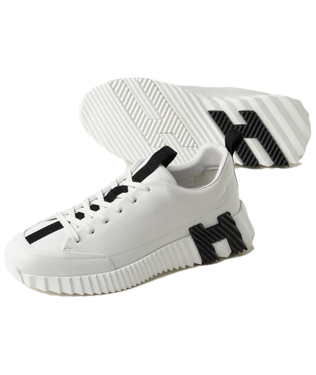 HERMES Белые кожаные низкие кроссовки / кеды, фото 4