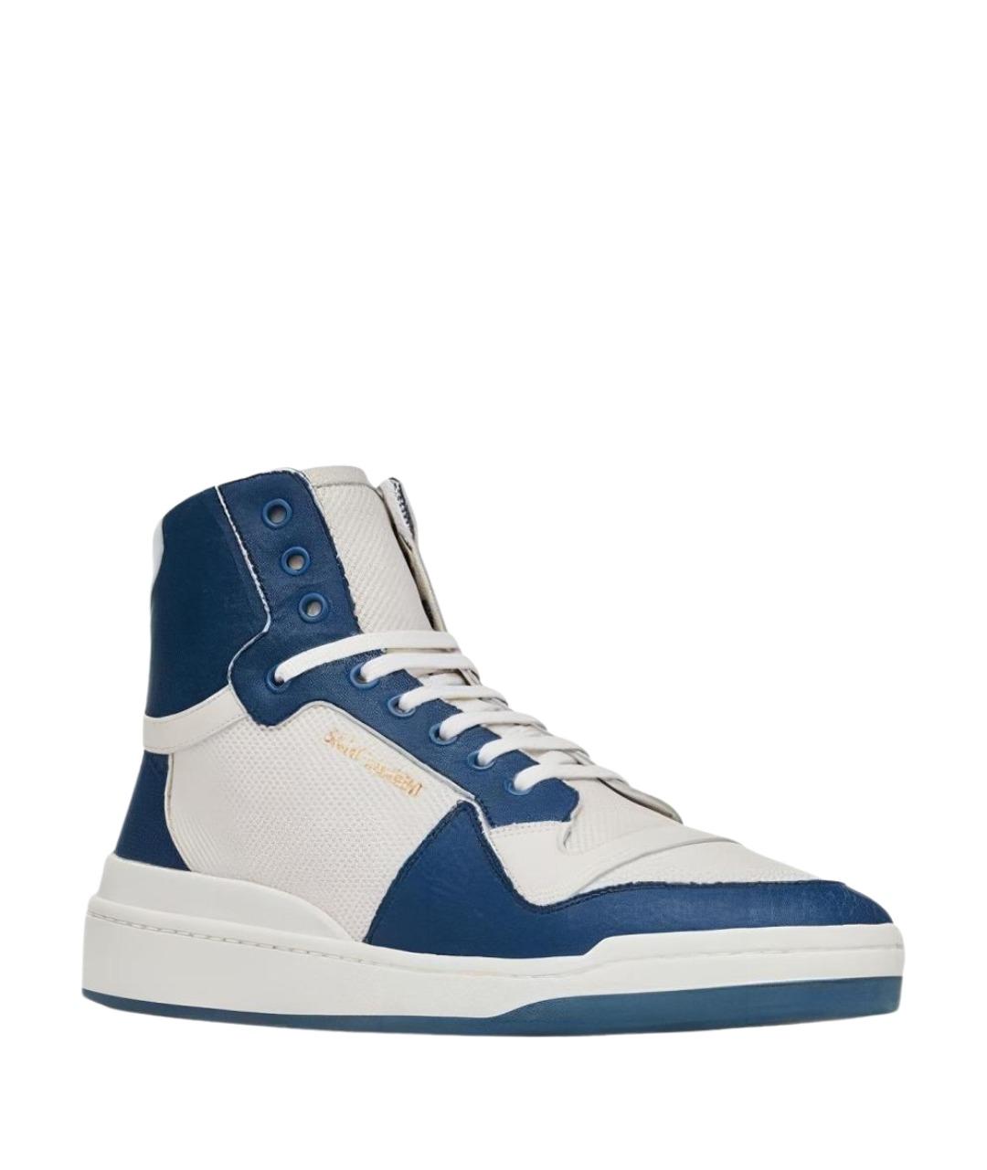SAINT LAURENT Синие кожаные высокие кроссовки / кеды, фото 1