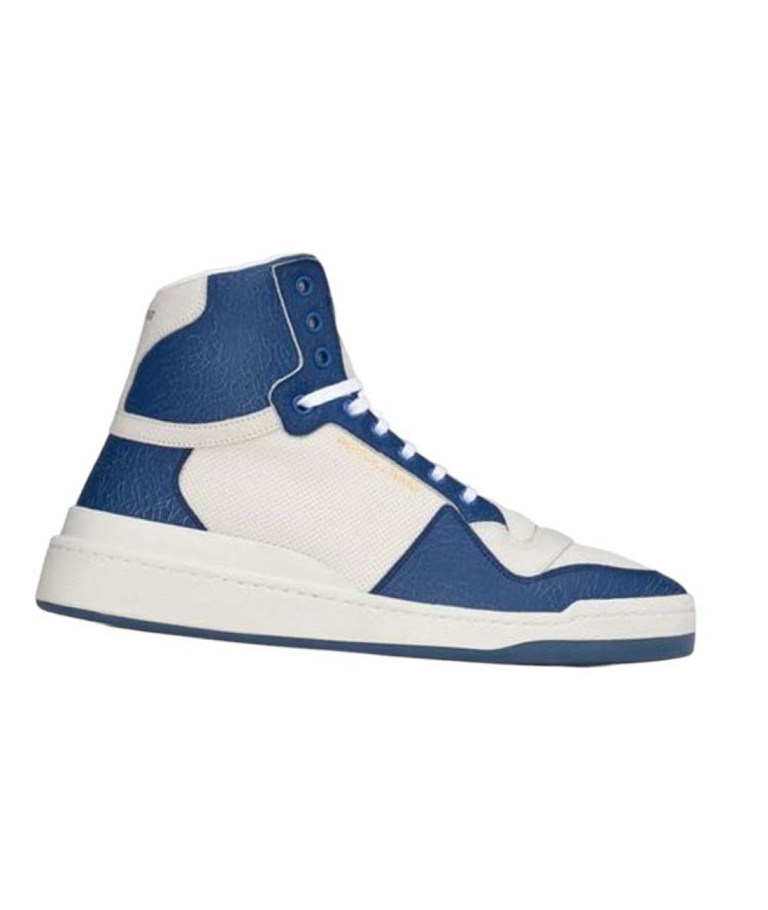 SAINT LAURENT Синие кожаные высокие кроссовки / кеды, фото 3