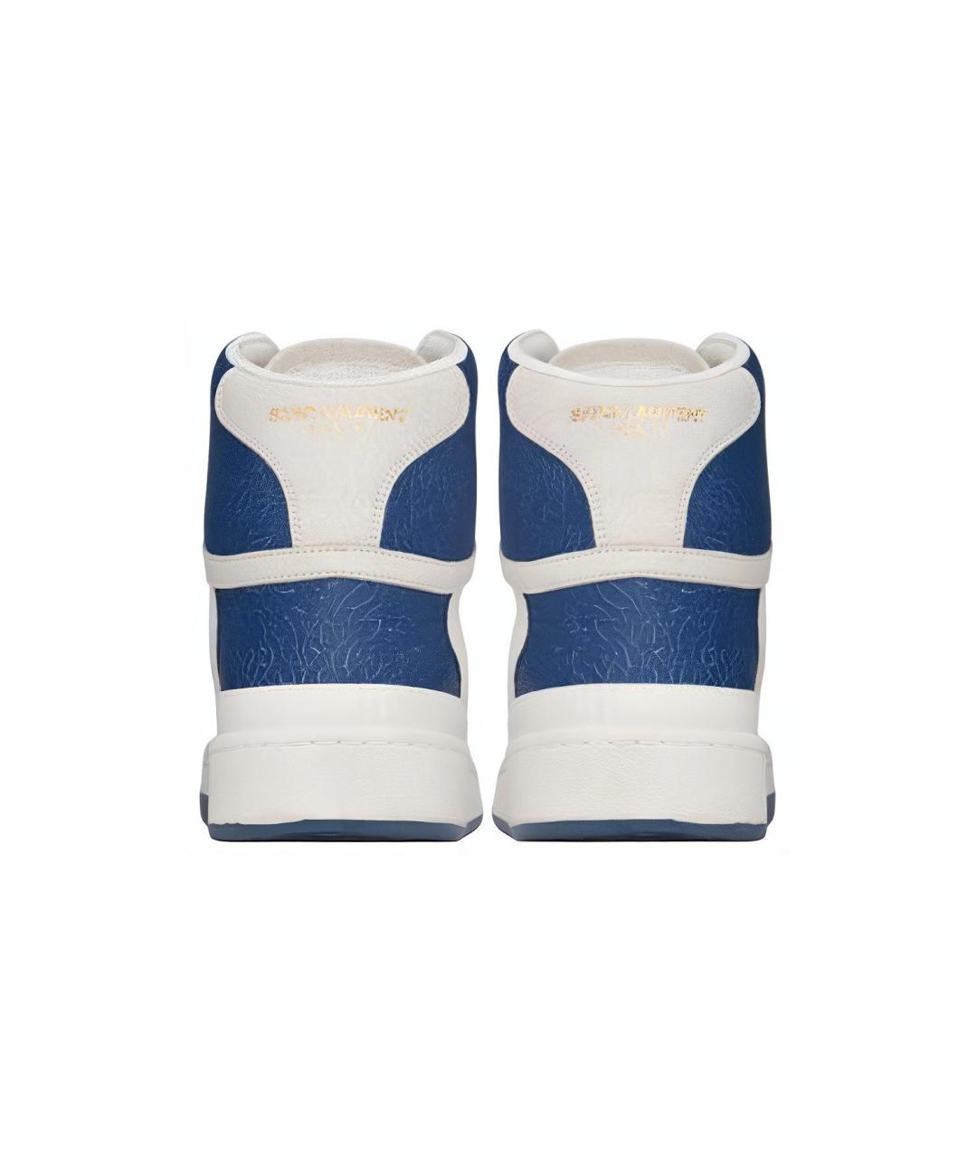 SAINT LAURENT Синие кожаные высокие кроссовки / кеды, фото 5