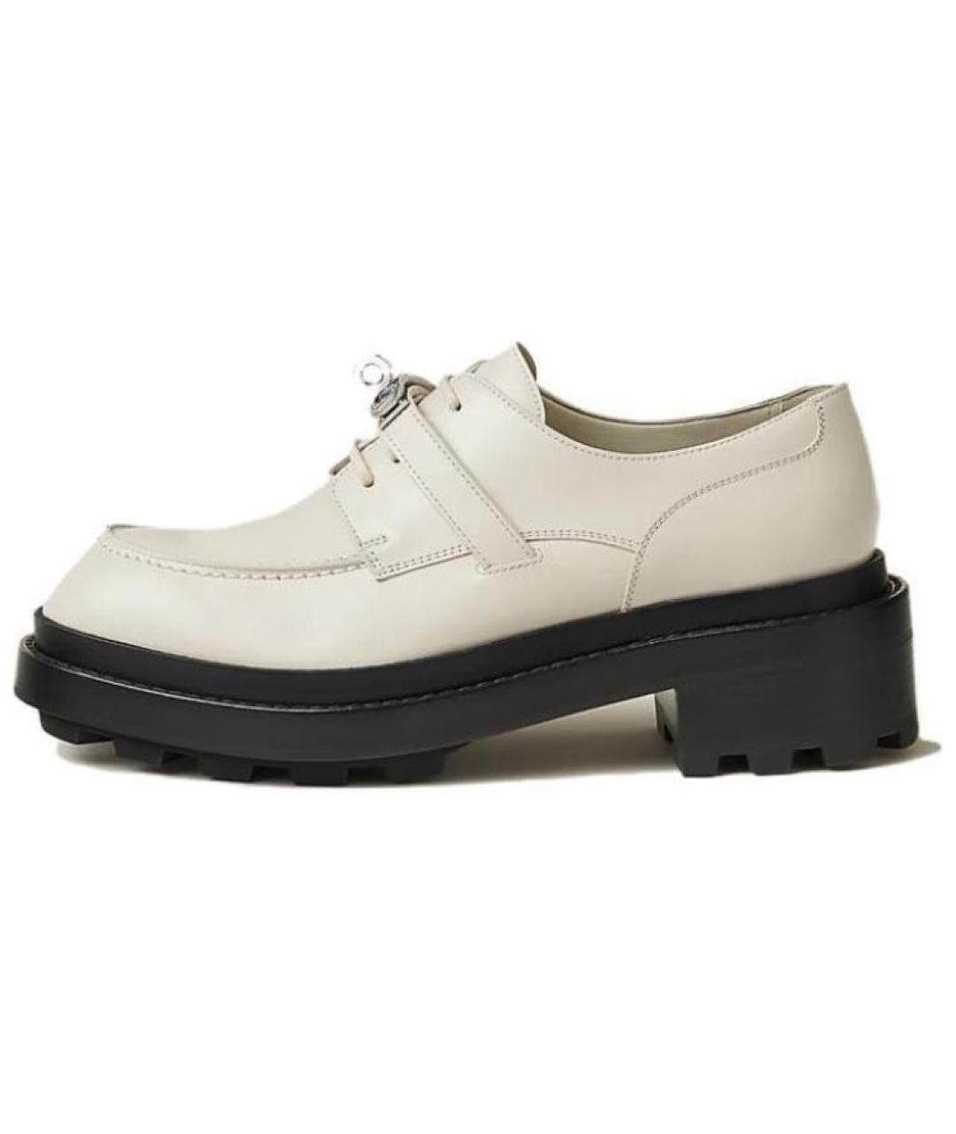 HERMES Бежевые кожаные кроссовки, фото 2