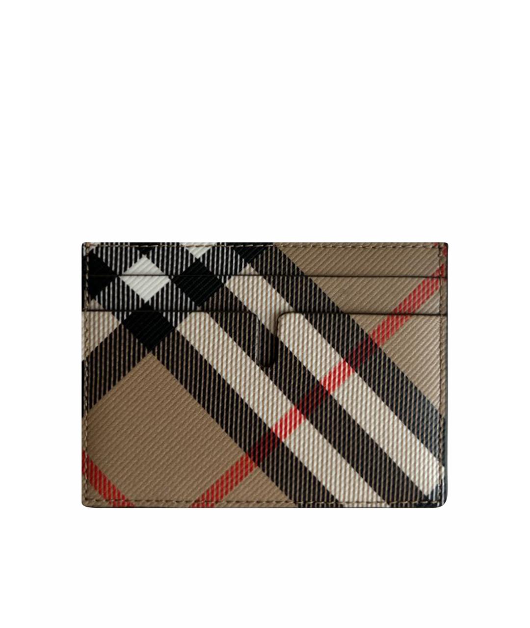 BURBERRY Бежевый кожаный кардхолдер, фото 1