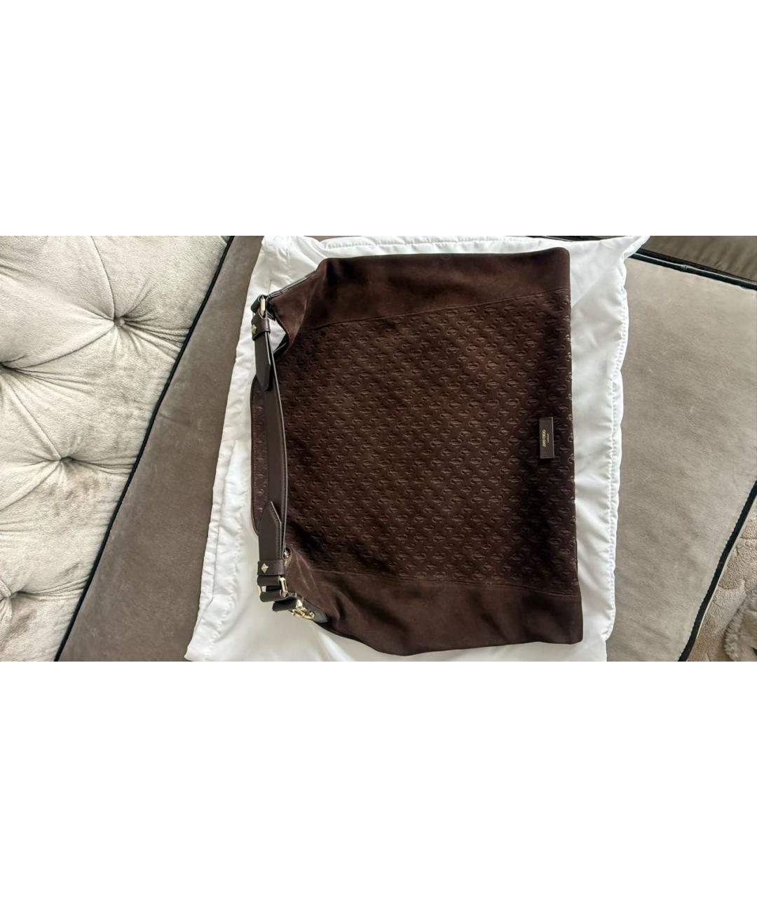JIMMY CHOO Коричневая замшевая сумка с короткими ручками, фото 9