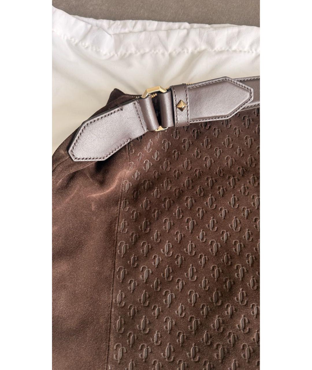 JIMMY CHOO Коричневая замшевая сумка с короткими ручками, фото 4