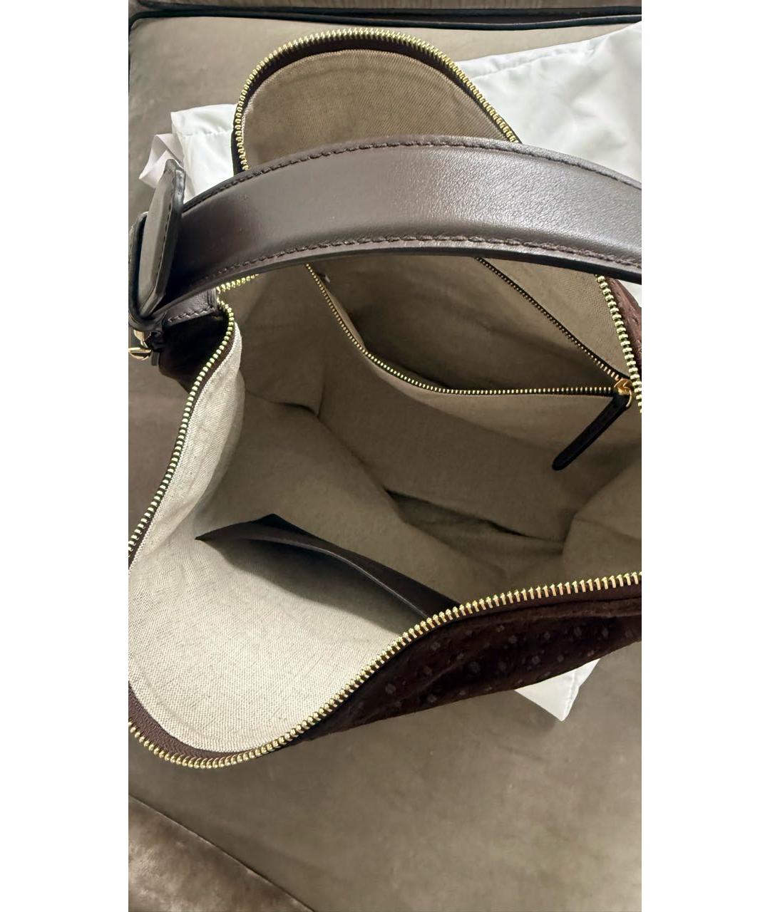 JIMMY CHOO Коричневая замшевая сумка с короткими ручками, фото 6