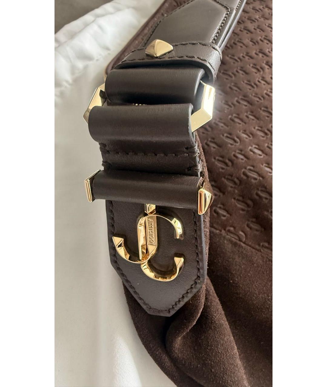 JIMMY CHOO Коричневая замшевая сумка с короткими ручками, фото 7