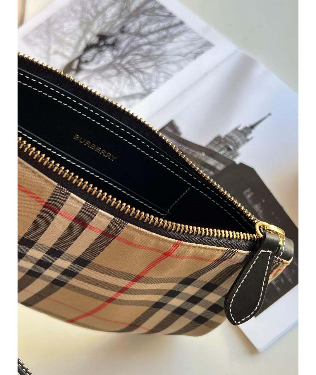BURBERRY Бежевая тканевая косметичка, фото 4