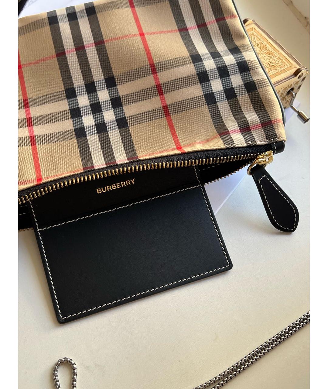 BURBERRY Бежевая тканевая косметичка, фото 2